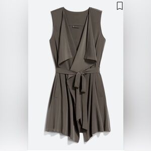 Wrap Vest, Gray, Waterfall Collar Belted Vest